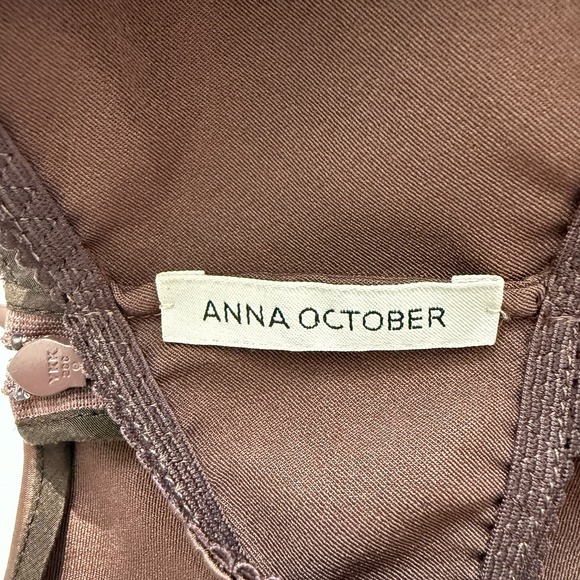 Anna October Dancer Dress Chocolate Brown Womens Large Satin Midi Party Elegant - Picture 10 of 13